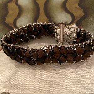 Silver Chain Bracelet with Fabric